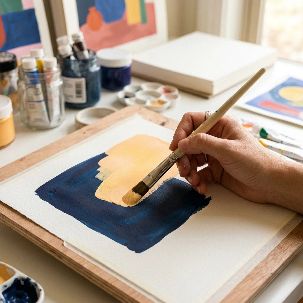 Deckende Gouache-Schichten