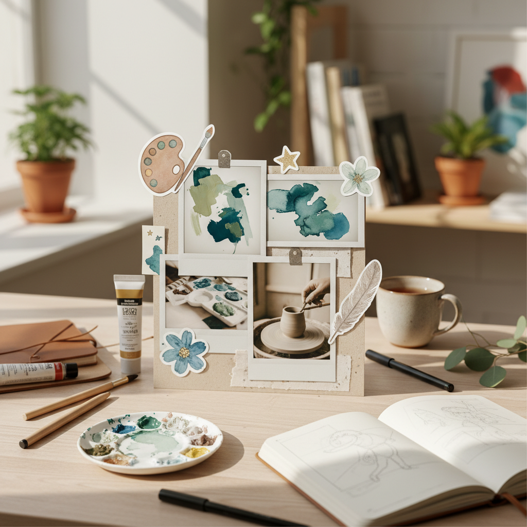 scrapbook layout with photos and stickers