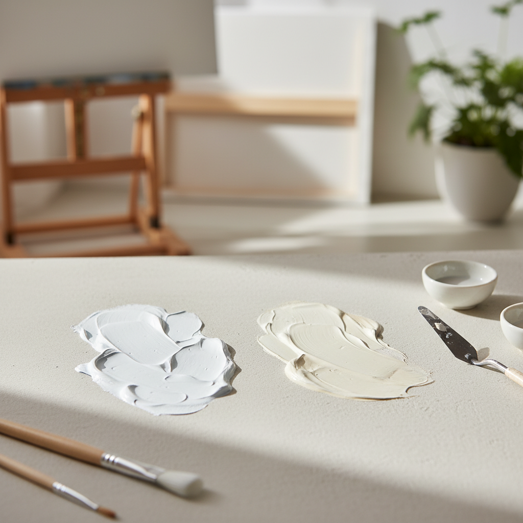 two white paint swatches compared