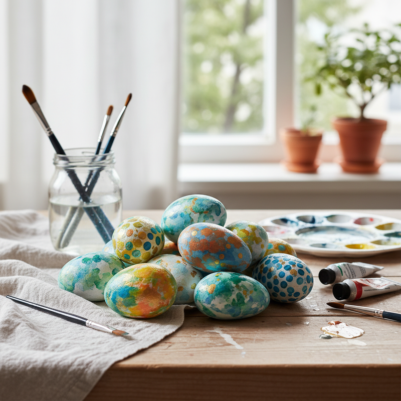 Malen mit Kindern: Steine als Oster-Eier