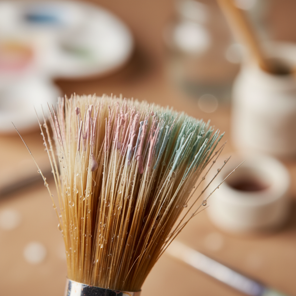 macro shot of brush bristles