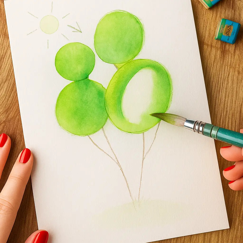 Aquarellmalerei im Freien an einem sonnigen Sommertag