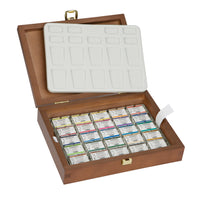 Schmincke HORADAM Holz-Kasten, 24 x ganze Näpfchen + Palette