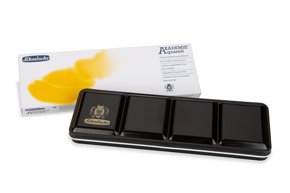 Schmincke AKADEMIE Aquarell leerer Metallkasten für Aquarellfarben, 24 x 1/2 Näpfchen