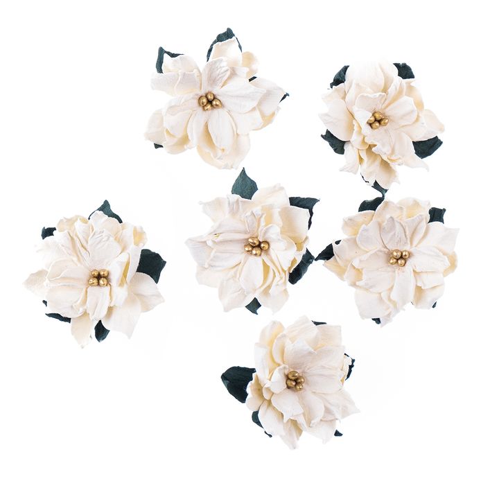 3D Papierblumen | Weiße Weihnachtsrose 6 Stück — Bild 5
