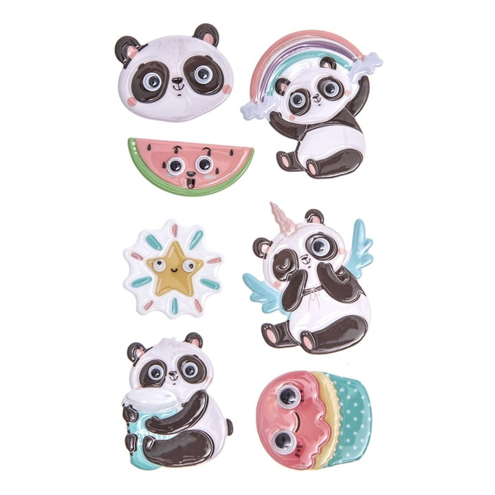Niedliche 3D Puffy Sticker mit Pandabären und Wackelaugen | ARTMIE