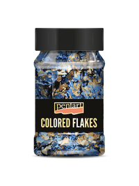 Pentart Metallic-Folienflocken 100 ml – blue - gold