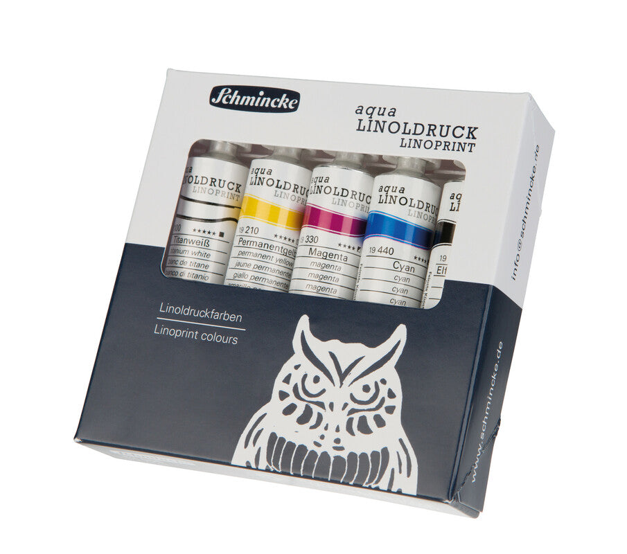 Schmincke aqua-LINOPRINT Linoldruckfarben-Set, 5 x 20 ml
