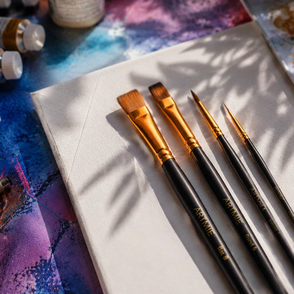 ARTMIE Synthetikpinsel-Set – Für Acryl, Aquarell und Ölmalerei