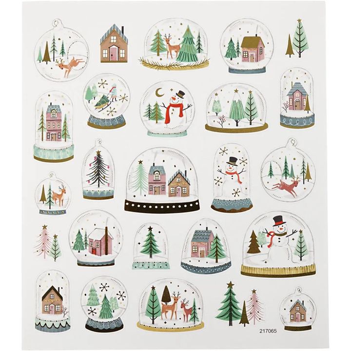 Set mit 25 Weihnachtsaufklebern | Schneekugeln – Detailansicht 2 | ARTMIE