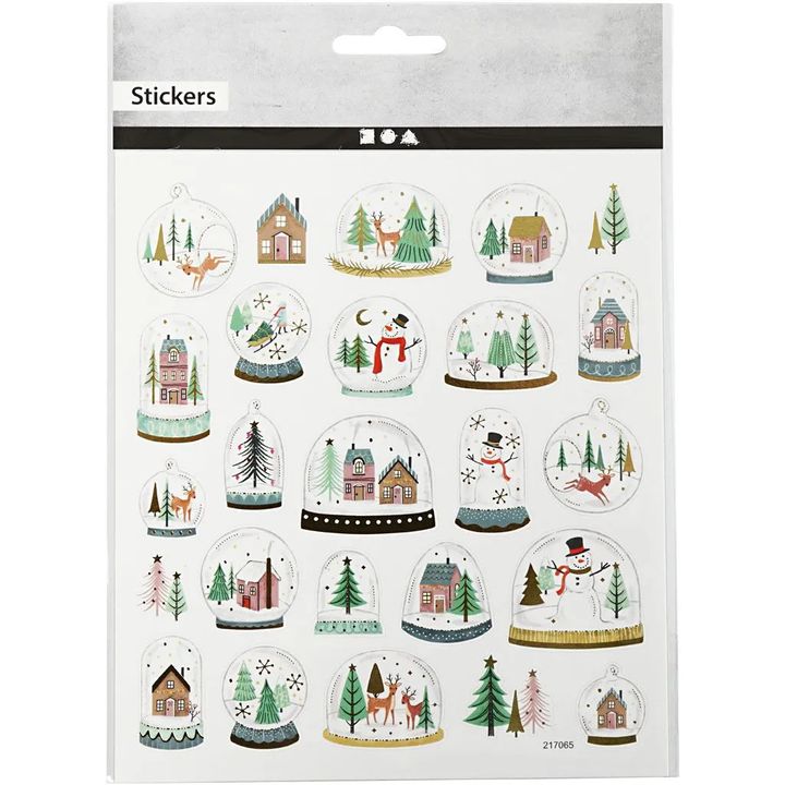 Set mit 25 Weihnachtsaufklebern | Schneekugeln | ARTMIE