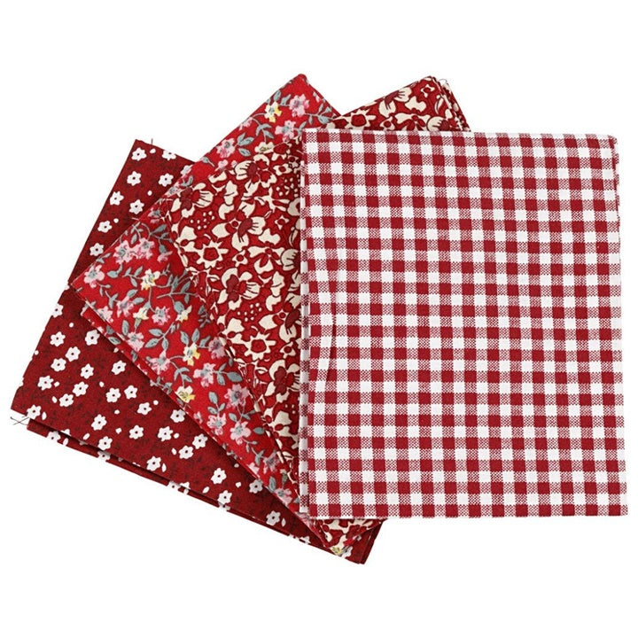 Patchwork-Stoff - Rot - 4 Stück - 45 x 55 cm | ARTMIE