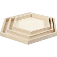 Set aus drei sechseckigen Holztabletts | ARTMIE
