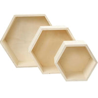 Aufbewahrungsboxen aus Holz 3 Stück | sechseckige Form | ARTMIE