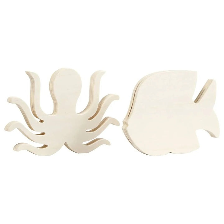Holzfiguren Meeresbewohner - Oktopus und Fisch, 2 Stück | ARTMIE