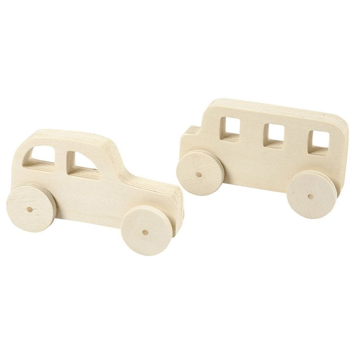 Satz mit zwei leeren Holzautos | ARTMIE