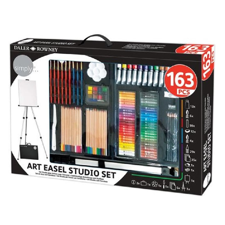 Daler-Rowney Umfassendes Kunstset mit Staffelei - 163 Teile | ARTMIE