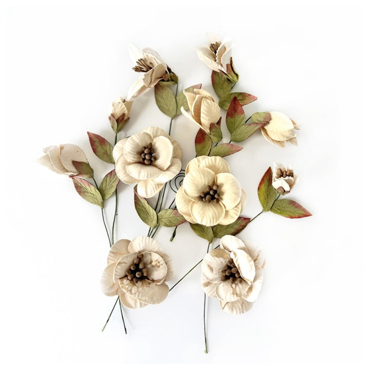 Papierblumen | Neutrale Farben, 13 Stück | ARTMIE