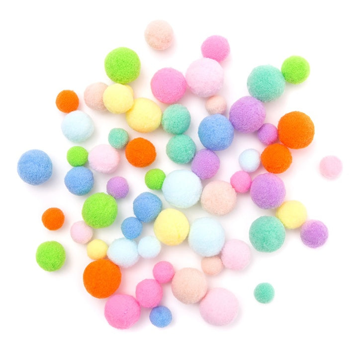 Regenbogen Plüsch Pom Poms / 60 Stück | ARTMIE