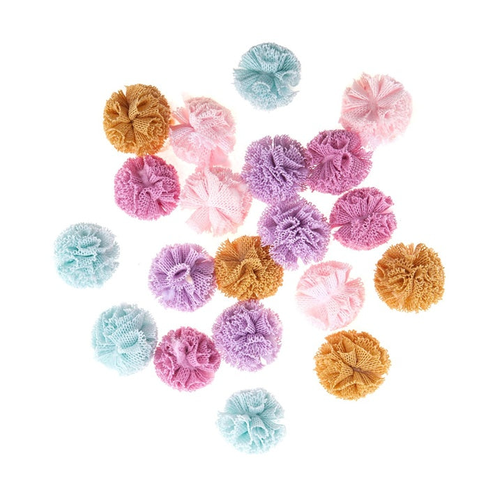 Tüll Pom Poms zum Basteln | 20 Stück, Pastellfarben, 2 cm | ARTMIE