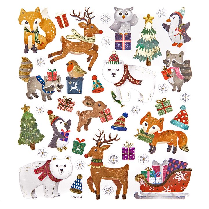 Set mit Weihnachtsaufklebern 38 Stück | Wintertiere – Detailansicht 2 | ARTMIE