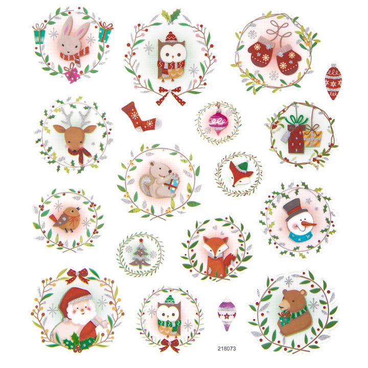Set mit 18 Weihnachtsaufklebern | Weihnachtskränze | ARTMIE