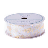 Satin-Dekoband 25 mm x 5 m | Weiß Weihnachten | ARTMIE