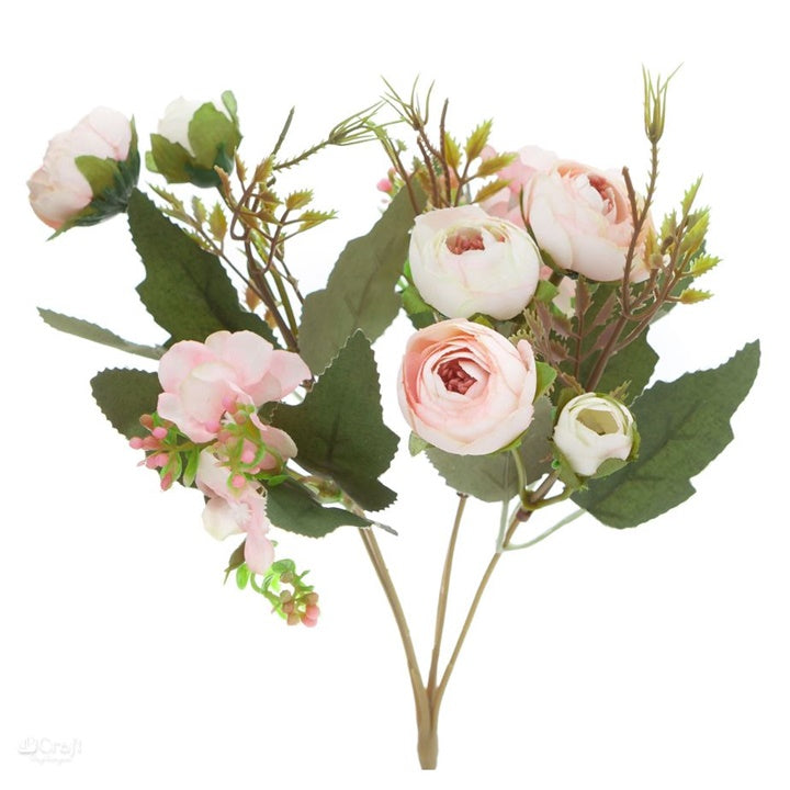 Blumenstrauß aus künstlichen Kamelien Pulver rosa 29 cm | ARTMIE