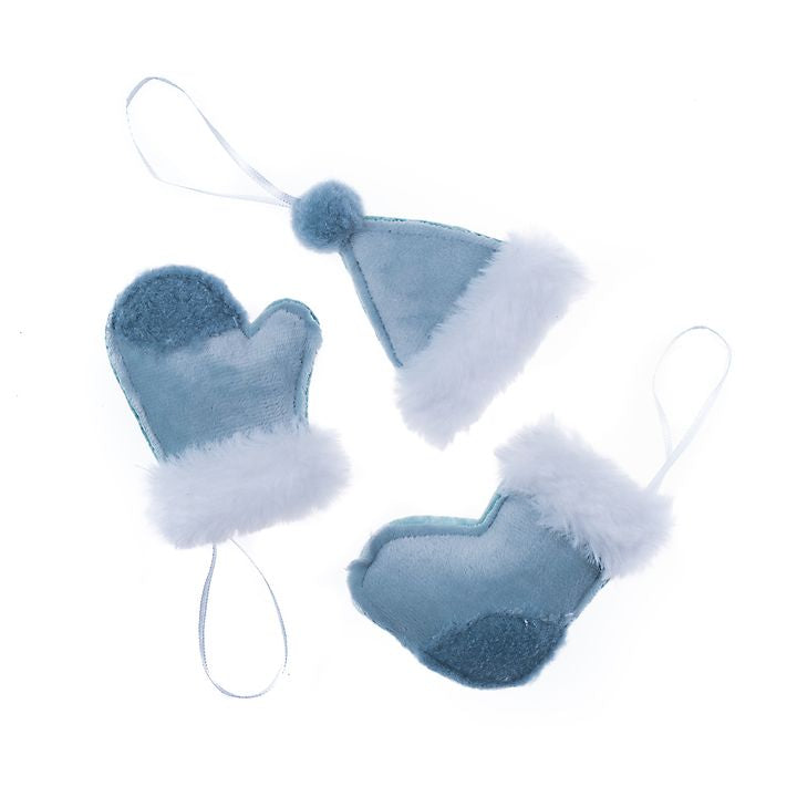 Hängende Weihnachtsdekoration mit Fell | Blau | ARTMIE