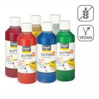 Creall Glitzerfarben-Set – 6 × 250 ml, Farbmix