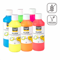 Creall Temperafarben-Set Fluor, 6 × 250 ml, Farbmix