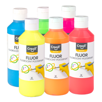Creall Temperafarben-Set Fluor, 6 × 250 ml, Farbmix