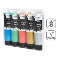 Creall Acrylfarben-Set Studio acrylics, 5 x 120 ml, Mix – metallisch ×
