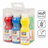 Creall Spongy Temperafarben-Set mit Schwamm-Applikator – 6 × 70 ml