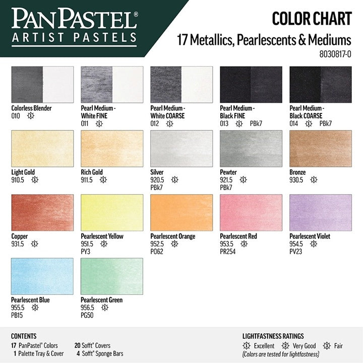 PanPastel Metallic und Perlglanz Pastell Set mit Goldmedium - 17 Stück – Detailansicht 2 | ARTMIE