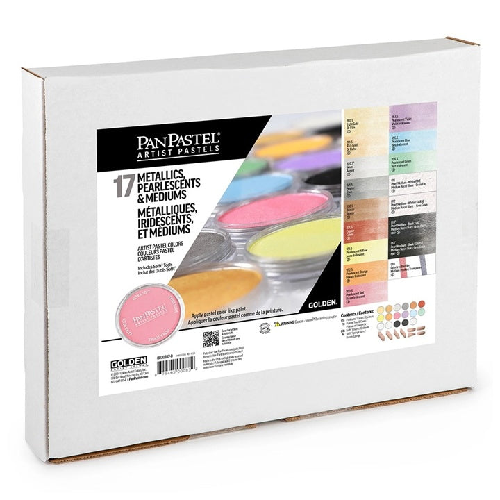PanPastel Metallic und Perlglanz Pastell Set mit Goldmedium - 17 Stück | ARTMIE