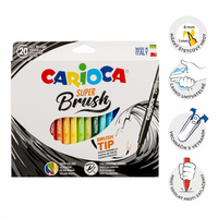 Carioca Brush Pinselstifte mit Pinselspitze, 20 Stk., Farbmix