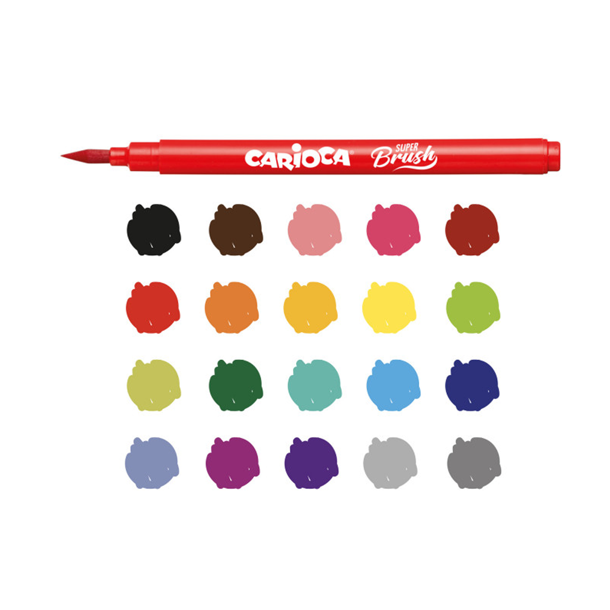 Carioca Brush Pinselstifte mit Pinselspitze, 20 Stk., Farbmix