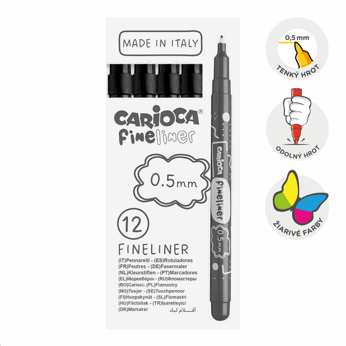 Fineliner Carioca Fineliner 0,5 mm – 12er-Set – Schwarz