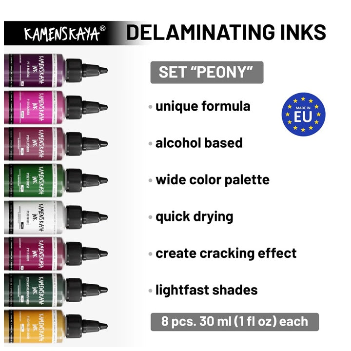 KAMENSKAYA 'Pfingstrose' Delaminations-Tintenset – Detailansicht 2 | ARTMIE