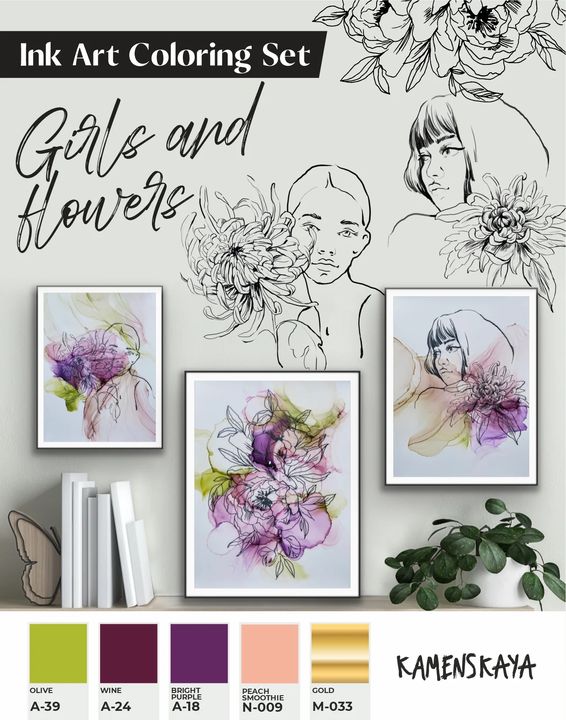 Tintenset KAMENSKAYA 'GIRLS AND FLOWERS' – Detailansicht 3 | ARTMIE