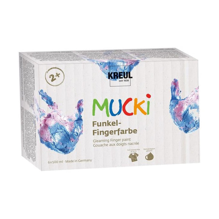Glänzende Kinder-Fingerfarben MUCKI | 6er Set à 500 ml | ARTMIE