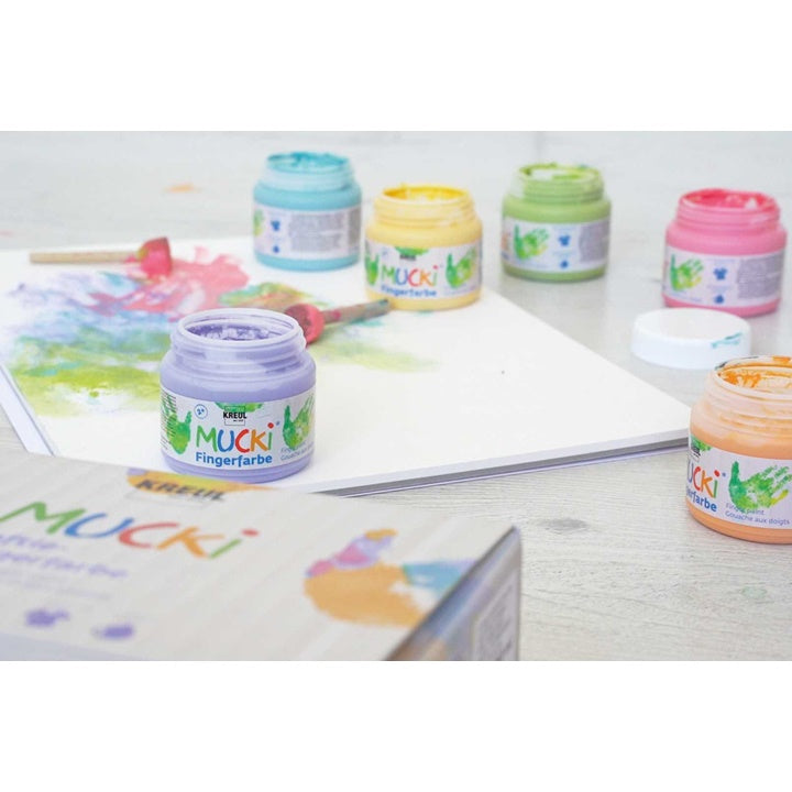 Pastell-Kinderfingerfarben MUCKI / 6er Set à 150 ml – Detailansicht 2 | ARTMIE
