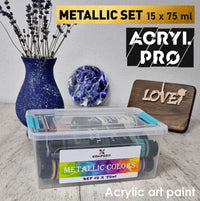 Set metallischer Acrylfarben ACRYL PRO Kompozit 15x75 ml – Detailansicht 2 | ARTMIE