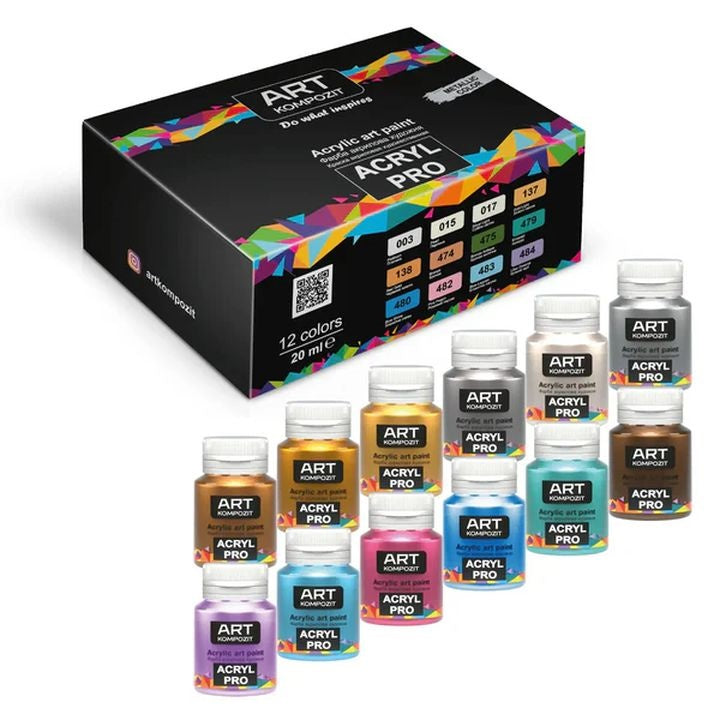 Metallic-Acrylfarben-Set ACRYL PRO Composite 12x20 ml | ARTMIE