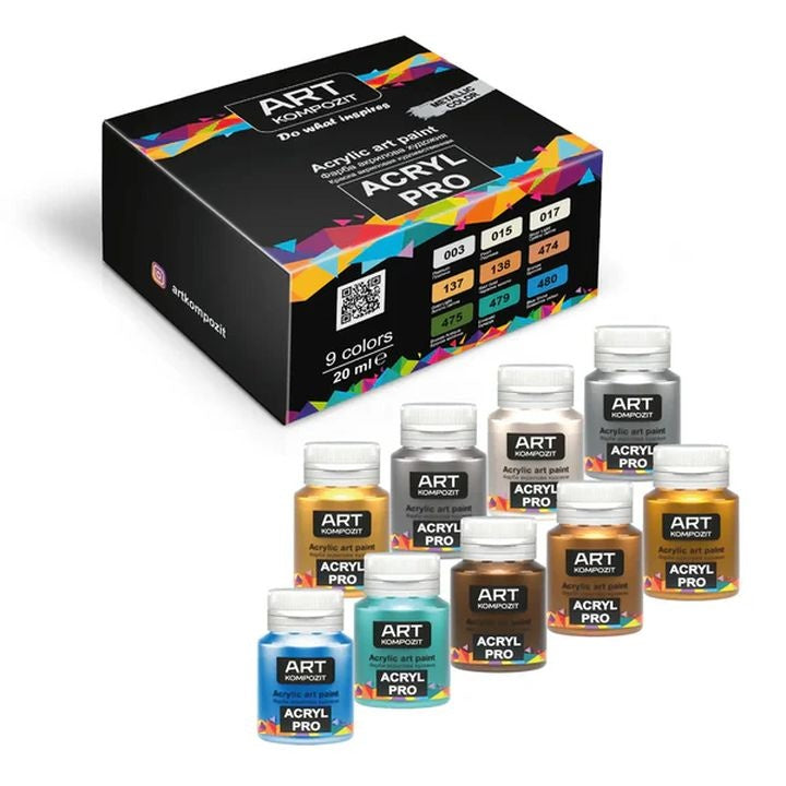 Metallic-Acrylfarben-Set ACRYL PRO Composite 9x20 ml | ARTMIE