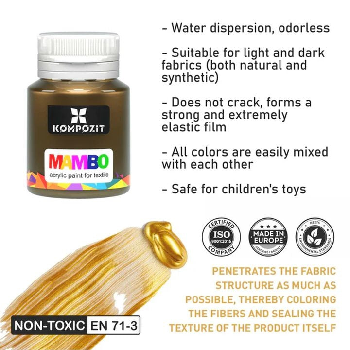 MAMBO Metallic-Farbset für Textilien und Leder – Detailansicht 4 | ARTMIE