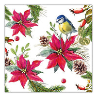 Eco Servietten für Decoupage Vogel auf Weihnachtsstern - 1pc | ARTMIE
