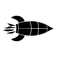 Selbstklebende Kreul Schablone mit Raketen-Motiv im Format 7 x 10 cm für verschiedene Oberflächen.