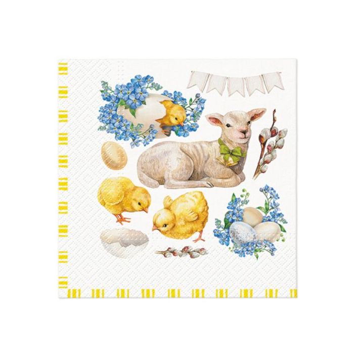 Decoupage-Servietten - Easter lamb frame  - 1Stück | ARTMIE